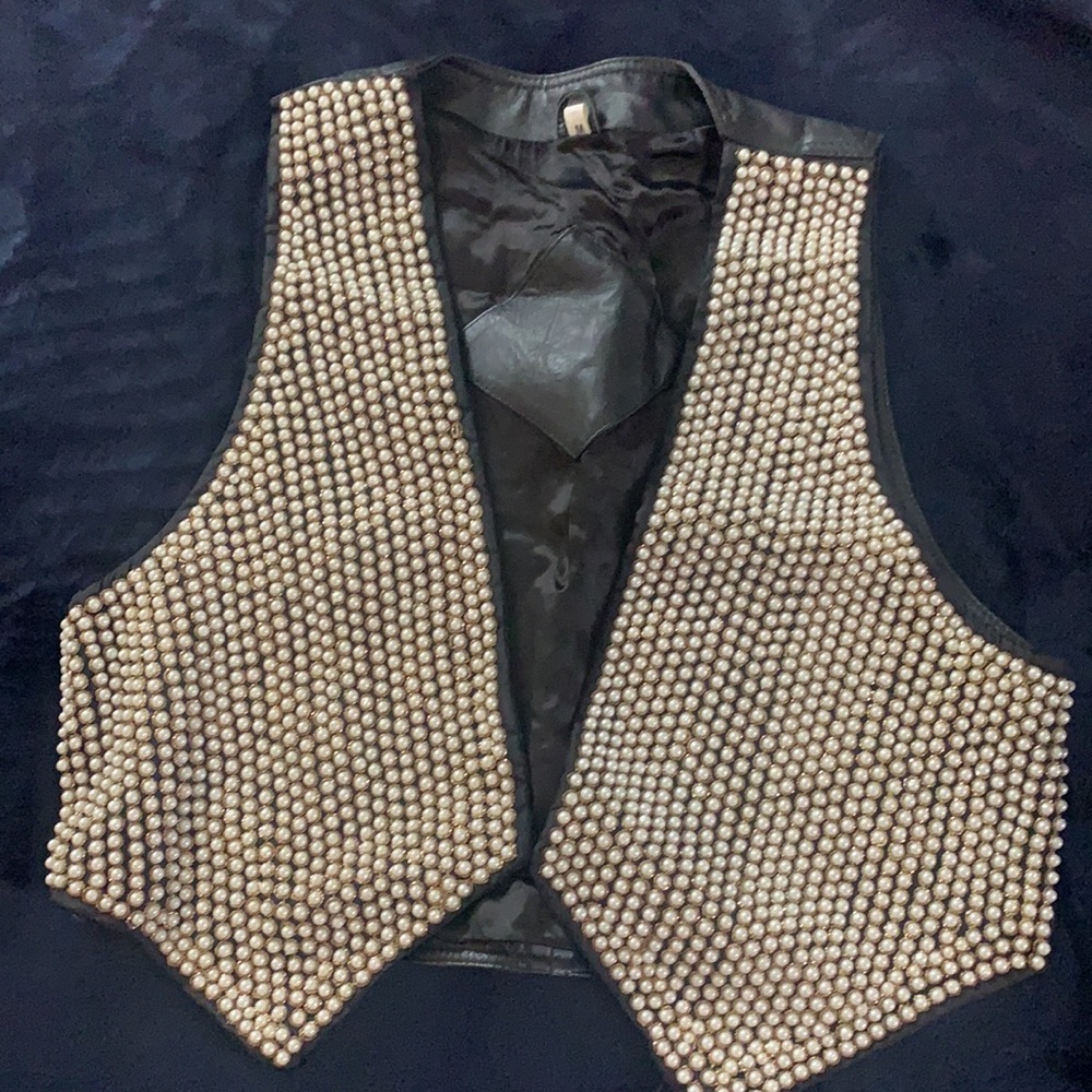 Vintage Pearl Leather Vest